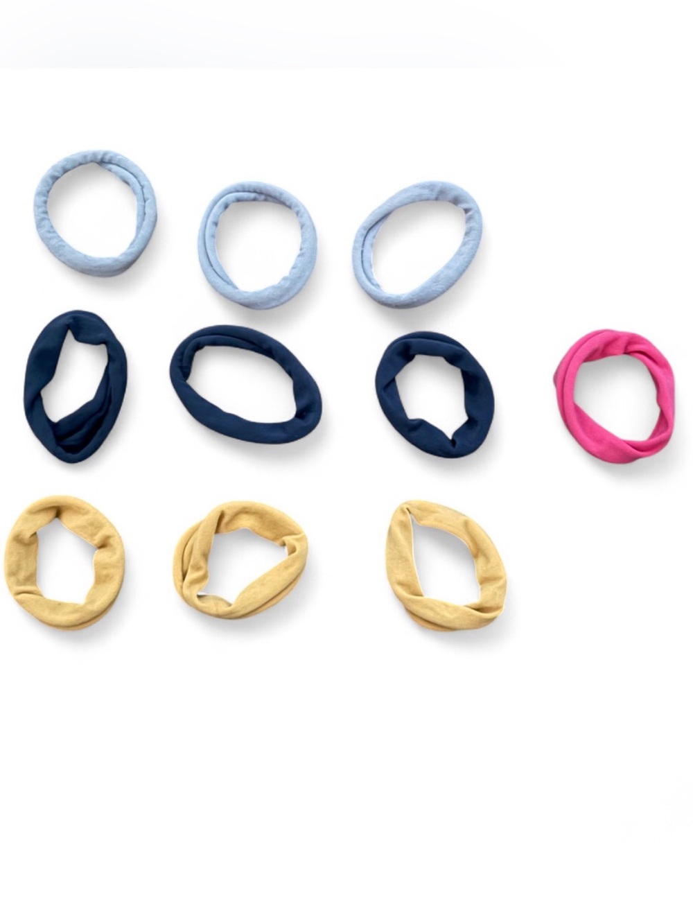 Target Multicolor Soft Fabric Hair Elastics - Light Blue, Navy, Mustard, Pink